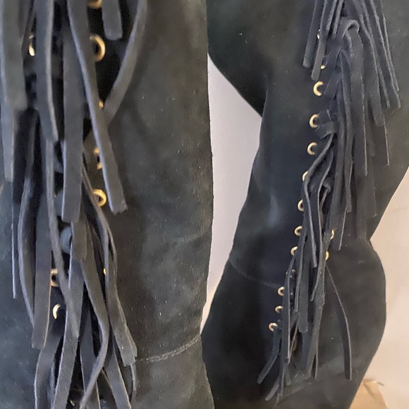 Coach 🔥Cascading fringe boot Dollie A7132 Suede Leather Black Boots size 8 - Picture 7 of 11